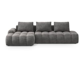 Cosmopolitan Design Sof&aacute; cama esquinero izquierdo con ba&uacute;l 3 plazas terciopelo gris