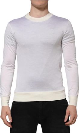 Dolce & Gabbana T-shirt met lange mouwen en ronde hals - Heren - Longsleeves - Wit - XS - Tops