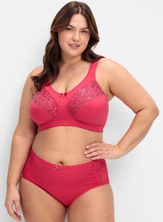 Sheego Entlastungs-BH SHEEGO, Damen, Gr. 11,5, Cup E, grau (graphit, orchidee), 95% Baumwolle, 5% Elasthan, BHs Entlastungs-BH