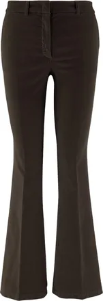 Ql2 Quelledue Flared Dark Brown Stretch Cotton Velvet Pants