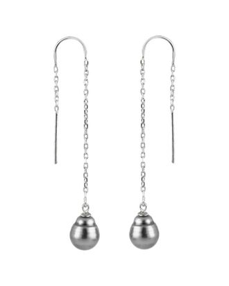 Splendid Pearls Silver 9-10Mm Tahitian Pearl Earrings