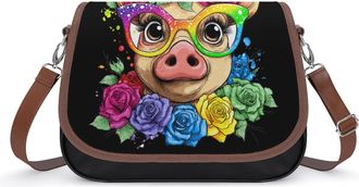 Generic Pigs Rose Floral Crossbody Bags for Women Shoulder Messenger Bag Purse Handbags