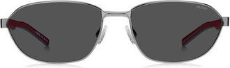 HUGO BOSS 62mm Rectangular Sunglasses in Ruthenium/Grey at Nordstrom