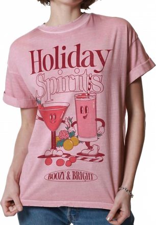 Girl Dangerous Holiday Spirits Tee In Dusty Pink
