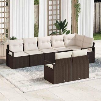 vidaXL Conjunto De Sof&aacute; De Jard&iacute;n 8 Pcs Marr&oacute;n Polirat&aacute;n Vidaxl