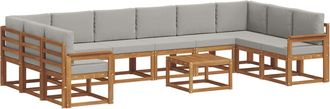 vidaXL Conjunto De Sof&aacute;s De Exterior 11 Uds. Gris Natural Y Claro Vidaxl