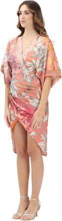 Simona Corsellini Bloemen Boho Chic Oranje Jurk - Dames - Korte kleedjes - Veelkleurig - L - Kleedjes