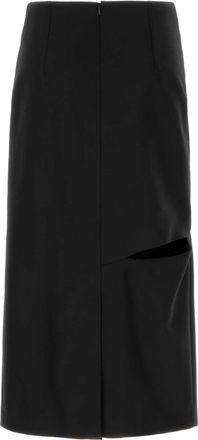 Jil Sander Womens Wool Blend Skirt Black Mohair