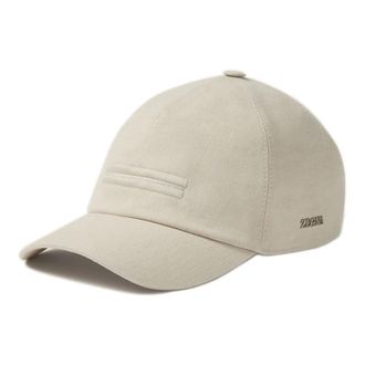 Ermenegildo Zegna Oasi Lino Baseball Cap - Heren - Petten - Beige - L - Linnen - Accessoires