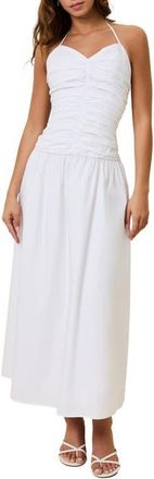 Solid & Striped The Adina Ruched Halter Maxi Dress in Optic White at Nordstrom, Size X-Small