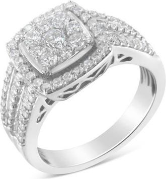 House of Brilliance 10K White Gold 1.0 Cttw Diamond Halo Cluster Ring at Nordstrom, Size 7.25