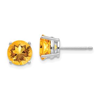 Diamond2Deal 14k White Gold 7mm Citrine earring