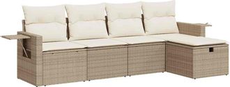 vidaXL Vidaxl - Set Divano Da Giardino 5 Pz Con Cuscini Beige In Polyrattan