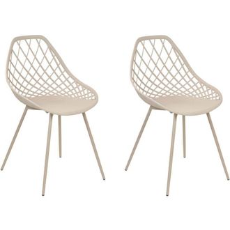 Beliani Set di 2 sedie da pranzo in materiale sintetico beige Canton II