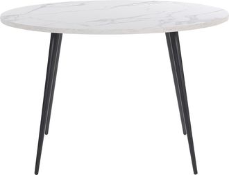 Beliani Beliani - Mesa De Comedor Con Tablero Efecto M&aacute;rmol Redonda Patas De Metal Negro 120 Cm Estilo Glamour Moderno Odeon