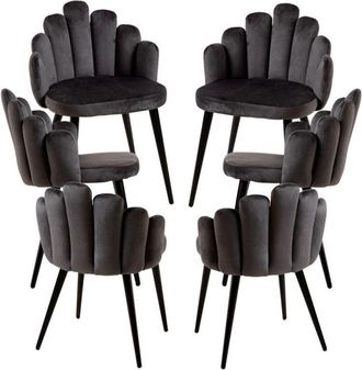 Regalos Miguel Regalos Miguel - Packs Sillas Comedor - Pack 6 Sillas Hand Patas Negras Terciopelo - Gris Oscuro