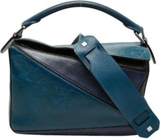 Loewe Pre-owned Handbags, female, Blue, Size: ONE SIZE Pre-owned Puzzle Handbag