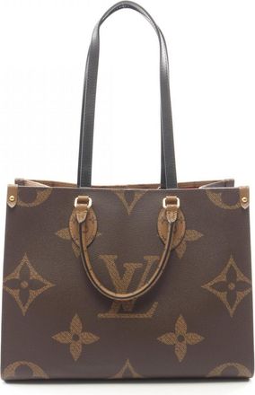 Louis Vuitton Beige Brown Coated Canvas Leather Handbag Tote Bag (Pre-Owned)