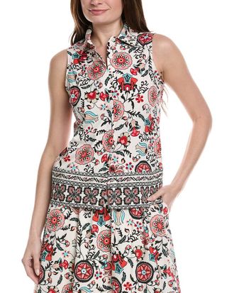 T Tahari Button Blouse