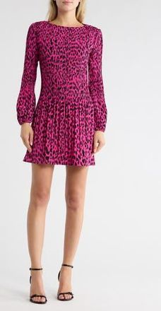 Maje Rockinela Long Sleeve Minidress in Leopard Fuchsia at Nordstrom Rack, Size 1 (Fits Like 2-4 Us) / 36 Eu