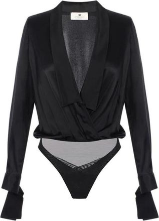 Elisabetta Franchi Bodysuit van satijnen stof - Dames - Bodies - Zwart - L - Satijn - Tops
