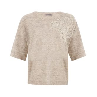 D.exterior V-neck Knitwear, female, Beige, Size: XL 62318 8Argi V-neck Knitwear