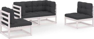 vidaXL Muebles De Jard&iacute;n 4 Piezas Con Cojines De Madera De Pino Maciza Vidaxl