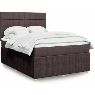 vidaXL Cama Box Spring Con Colch&oacute;n Tela Marr&oacute;n Oscuro 140x200 Cm Vidaxl