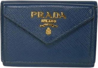 Prada Pre-owned Wallets, female, Blue, Size: ONE SIZE Pre-owned Leather Wallet