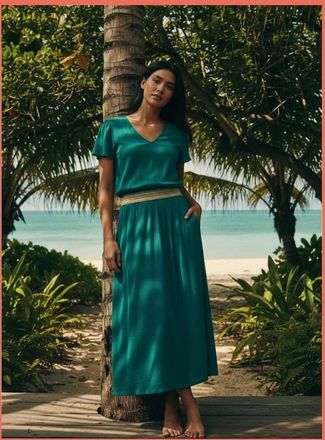 Nooki Design Womens Lulu Summer Dress - Teal - Blue/Green - Size: 10/8