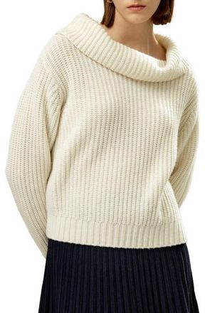 LilySilk Wide Cowl Neck Sweater for Women in White at Nordstrom, Size Medium