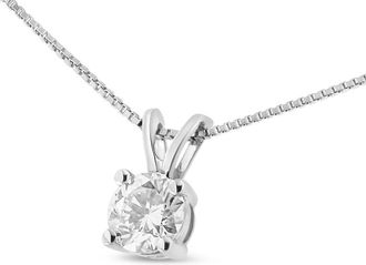 House of Brilliance 14K White Gold 1/4 Cttw Round Brilliant Cut Lab Grown Diamond 4-Prong Solitaire Pendant Necklace