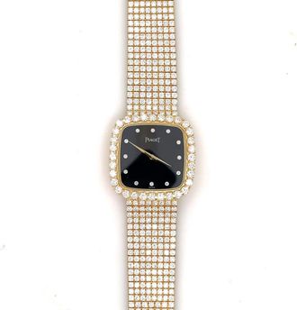 Piaget Pre-owned Piaget Vintage Quartz Diamond Black Dial Ladies Watch 463093