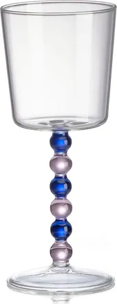 IVV collar conjunto 2 c&aacute;liz alto vidrio de borosilicato transparente tallo rosa/azul h-20 cm