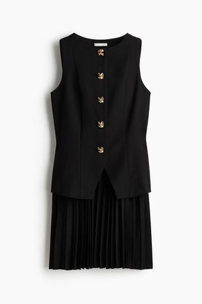 H&M Kleid mit Gilet-Oberteil - Schwarz