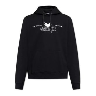 Versace Hoodies, male, Black, Size: XL Logo Hoodie