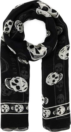 Alexander McQueen Black Signature Printed Scarf