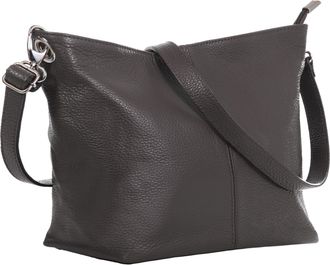 LiaTalia Womens Shoulder Bag - Soft Grained Leather - Small Size Hobo Handbag Purse Made with 100% Italian Leather - Adal Petite (Coffee)