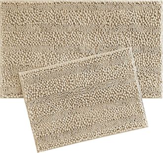 Laura Ashley Chenille Set of 2 Bath Rugs in Linen at Nordstrom Rack