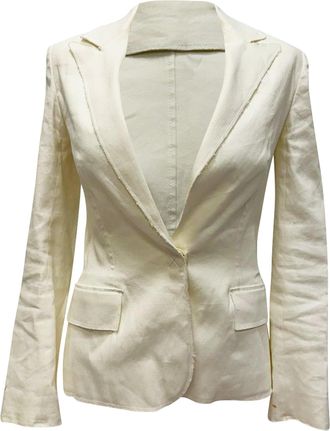 Lanvin Single-Breasted Blazer in White Linen