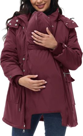 Generic 3 In 1 Jacket Maternity Coat Women, Waterproof Thicken Quilted Baby Wearing Coat Hooded Puffer Down Jacket Parka With Pockets Winter Pregnancy Clothin