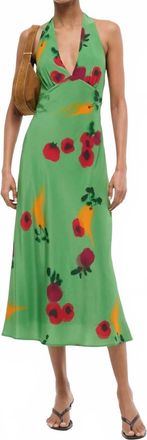 Staud Lucca Silk Dress In Farmers Market Leaf