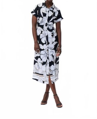 Joseph Ribkoff Floral Print Button Down Dress In Black/white