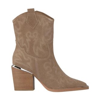 Alma En Pena Geborduurde enkellaarzen - Dames - Cowboylaarzen - Beige - 39 EU - Schoenen