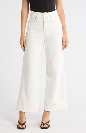 Good American Soft Tech Good Skate Crop Wide Leg Jeans in Cloud White001 at Nordstrom Rack, Size 18
