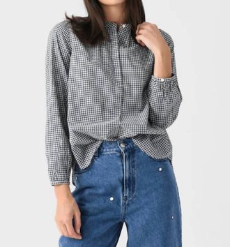 Trovata Birds Of Paradis Aubree Blouse In Inkwell Gingham