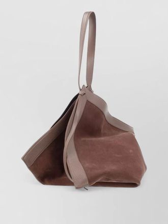 Yuzefi suede tote bag dual handles trim