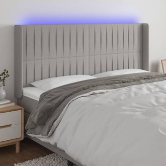 vidaXL Cabecero Con Led De Tela Gris Claro 203x16x118/128 Cm Vidaxl
