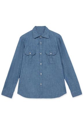 Fortela Amleto Denim Shirt with Patch Pockets in Blue at Nordstrom, Size Xx-Large Eu