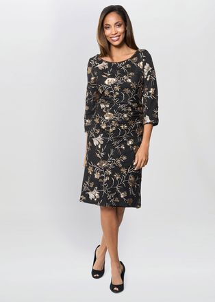 Gina Bacconi Womens Sue Sequin Embroidered Dress - Black - Size 16 UK